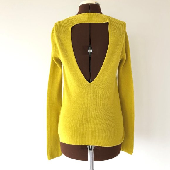 A.L.C. Yellow V-Neck Sweater with Cutout Back - Picture 3 of 6